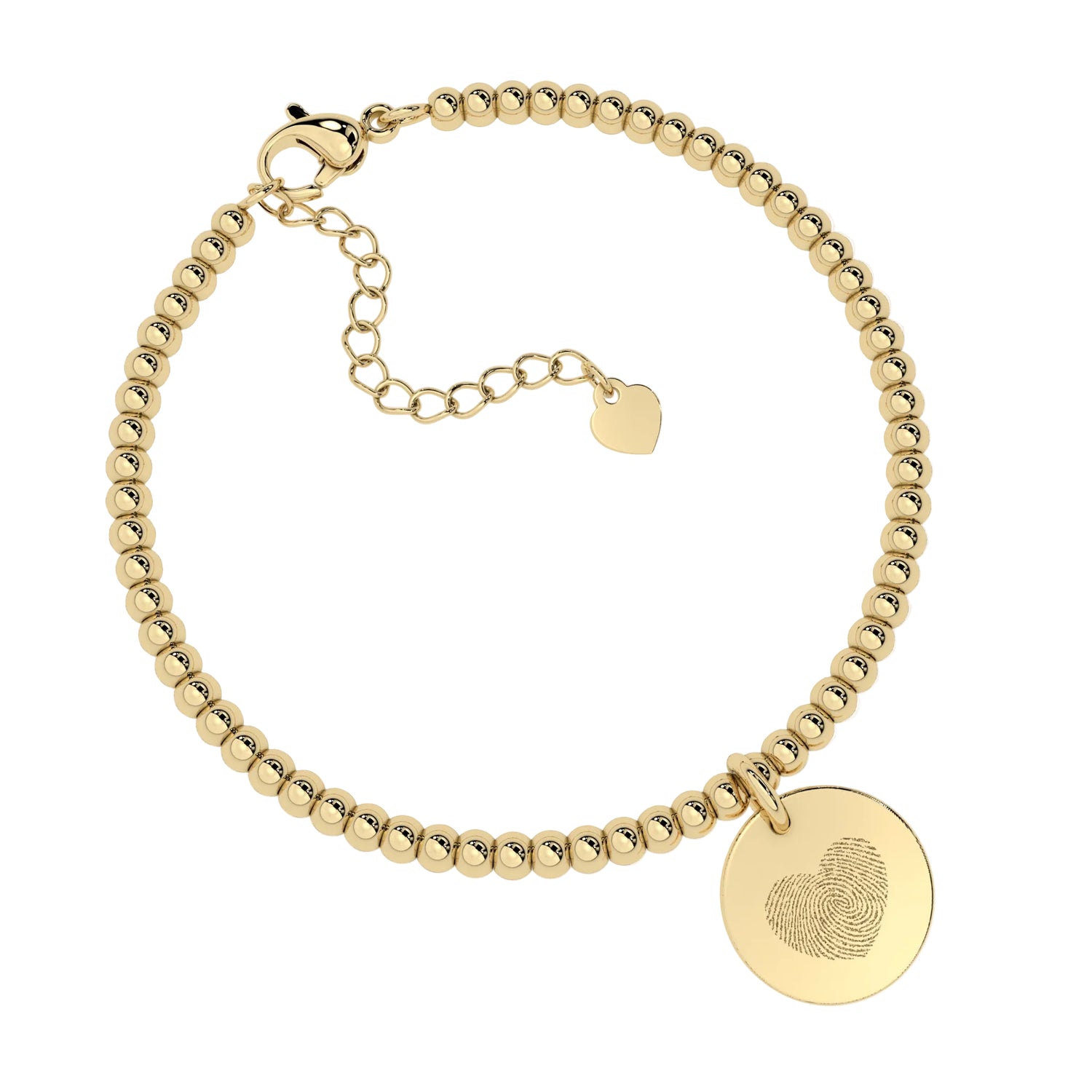 Amelia Disc Gold Fingerprint Bead Bracelet