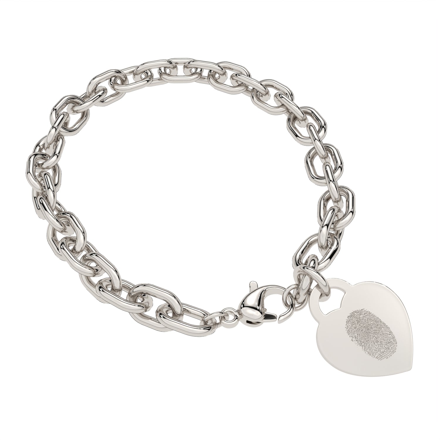 Lucy Heart Silver Fingerprint Link Bracelet
