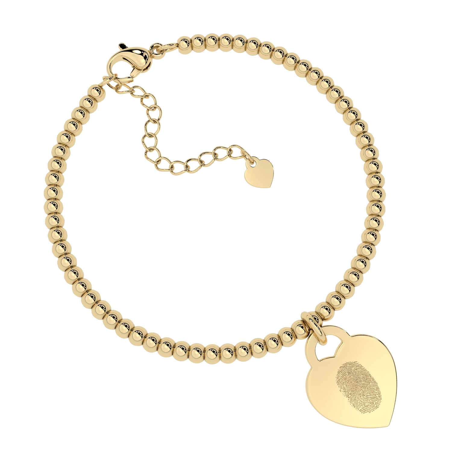 Lucy Heart Gold Fingerprint Bead Bracelet