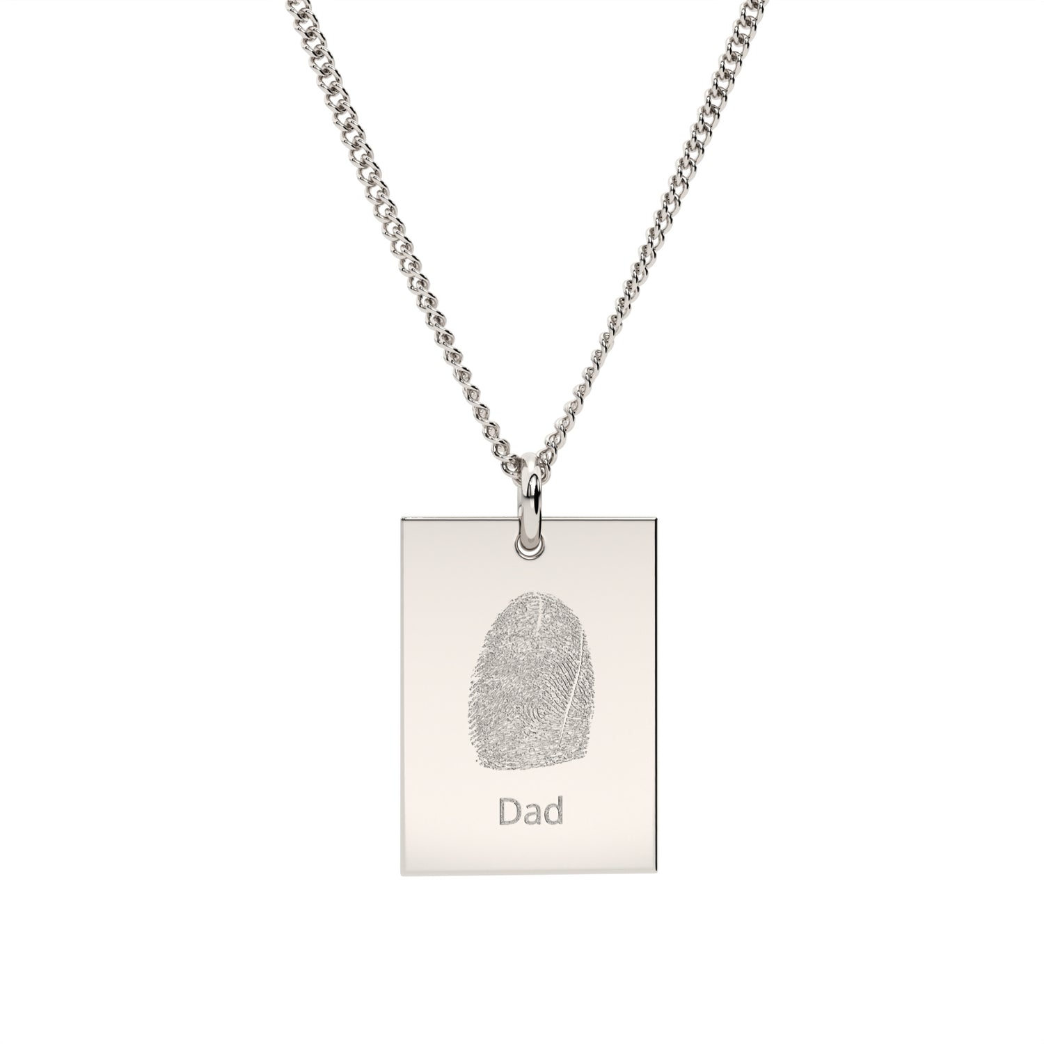 Jessica Rectangle Silver Fingerprint Necklace