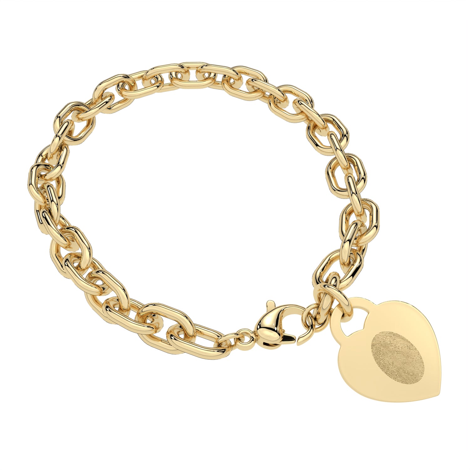 Lucy Heart Gold Fingerprint Link Bracelet