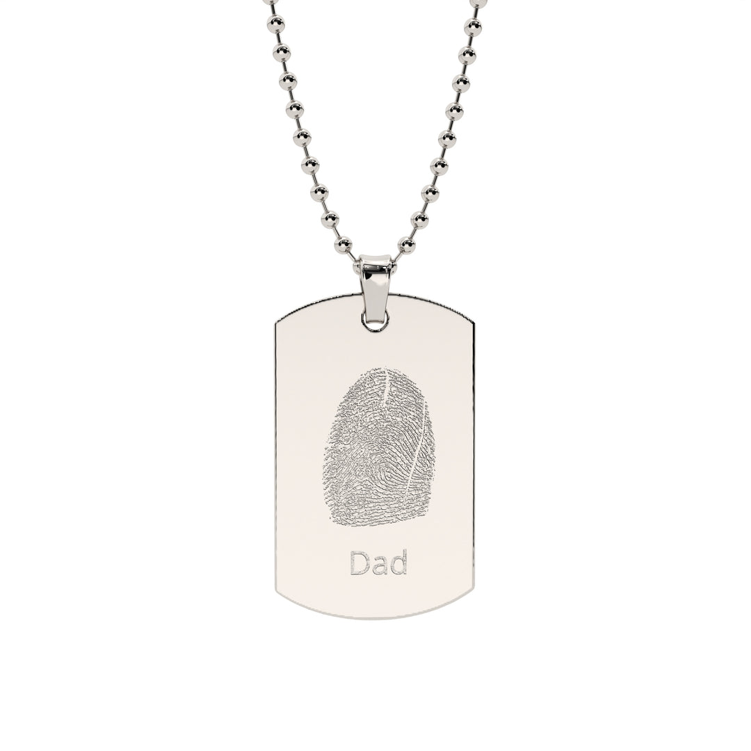 Men's Fingerprint Dog Tag Necklace