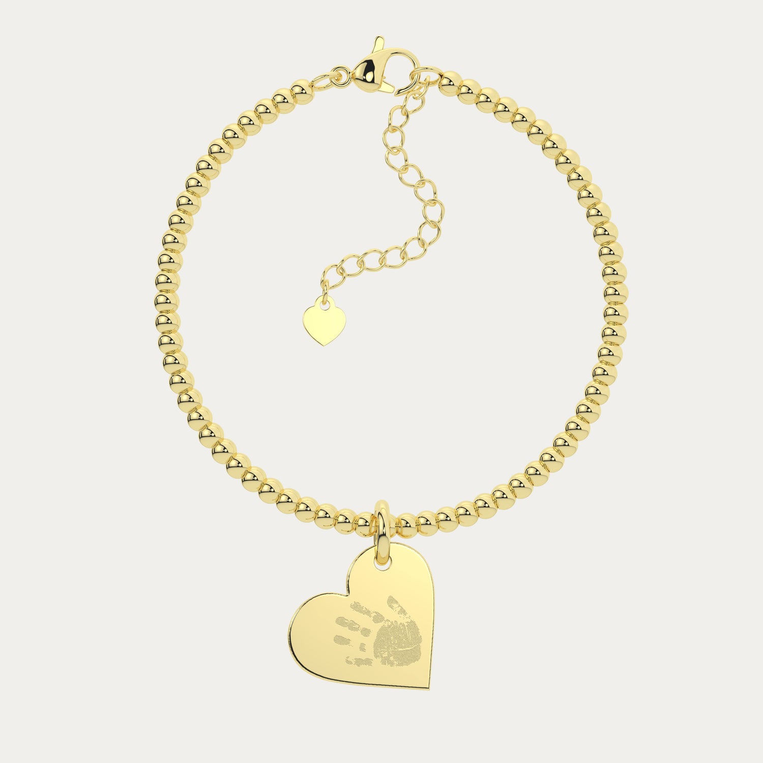 Florence Heart Gold Handprint / Footprint Bead Bracelet