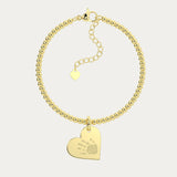 Florence Heart Gold Handprint / Footprint Bead Bracelet