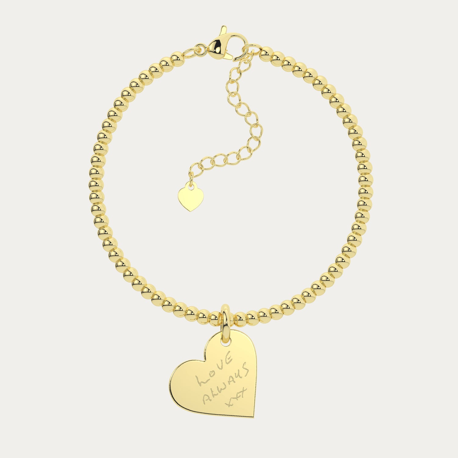 Florence Heart Gold Actual Handwriting Bead Bracelet