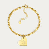 Florence Heart Gold Paw / Nose Print Bead Bracelet