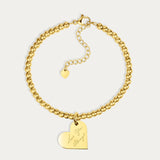 Florence Heart Gold Actual Handwriting Bead Bracelet