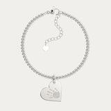 Florence Heart Silver Handprint / Footprint Bead Bracelet