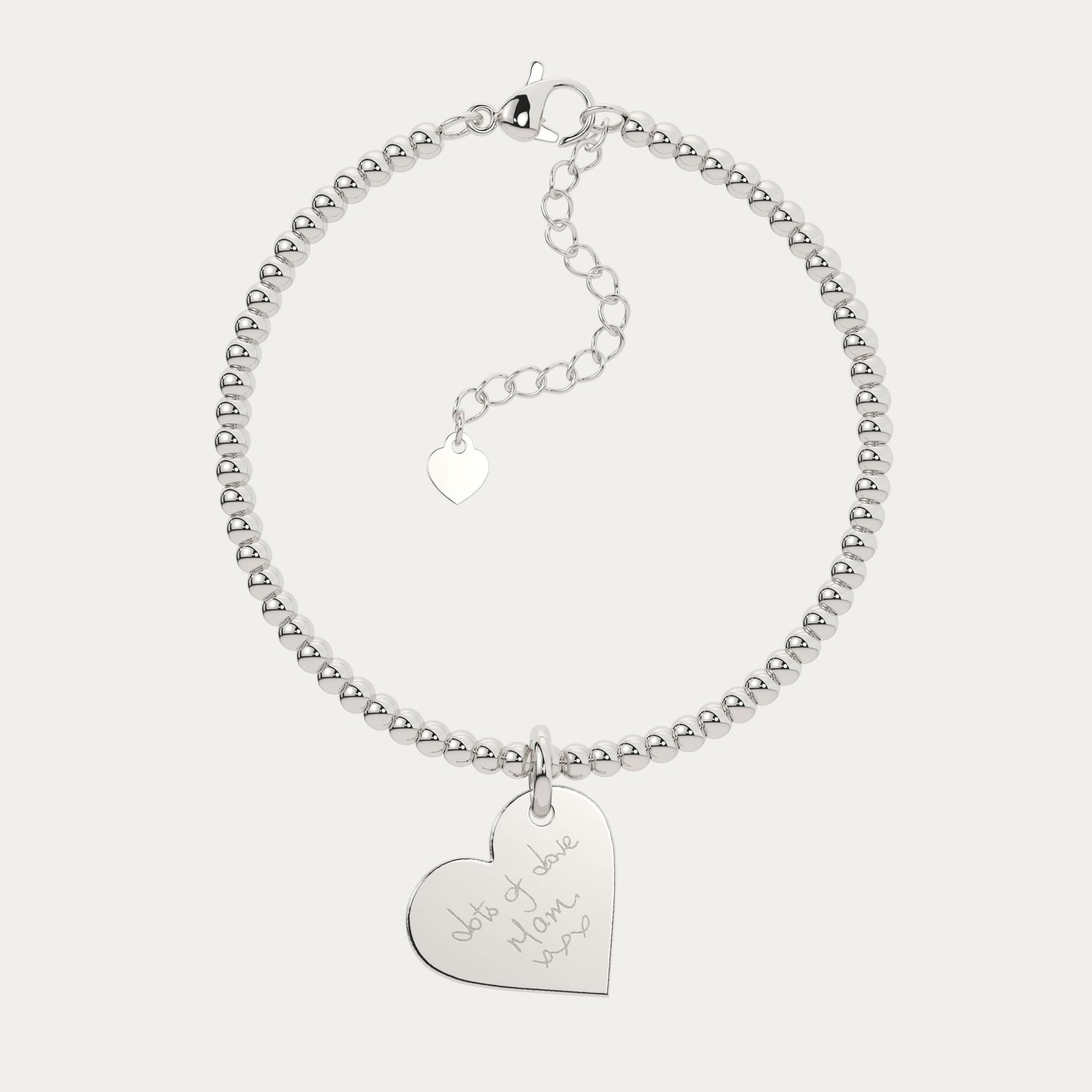 Florence Heart Silver Actual Handwriting Bead Bracelet