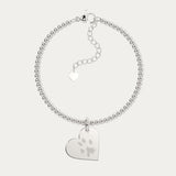 Florence Heart Silver Paw / Nose Print Bead Bracelet