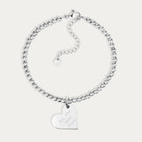 Florence Heart Silver Actual Handwriting Bead Bracelet