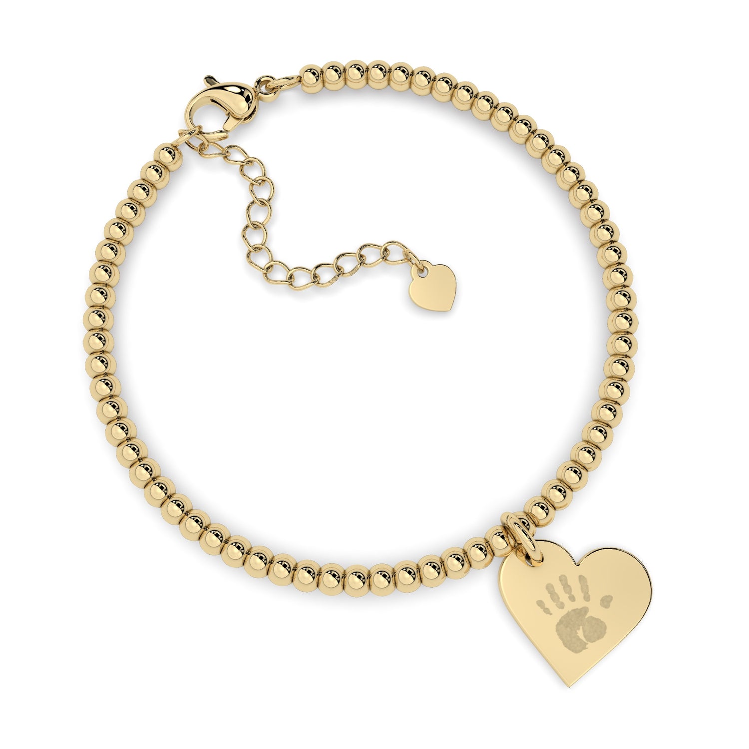 Florence Heart Gold Handprint / Footprint Bead Bracelet [engraver]