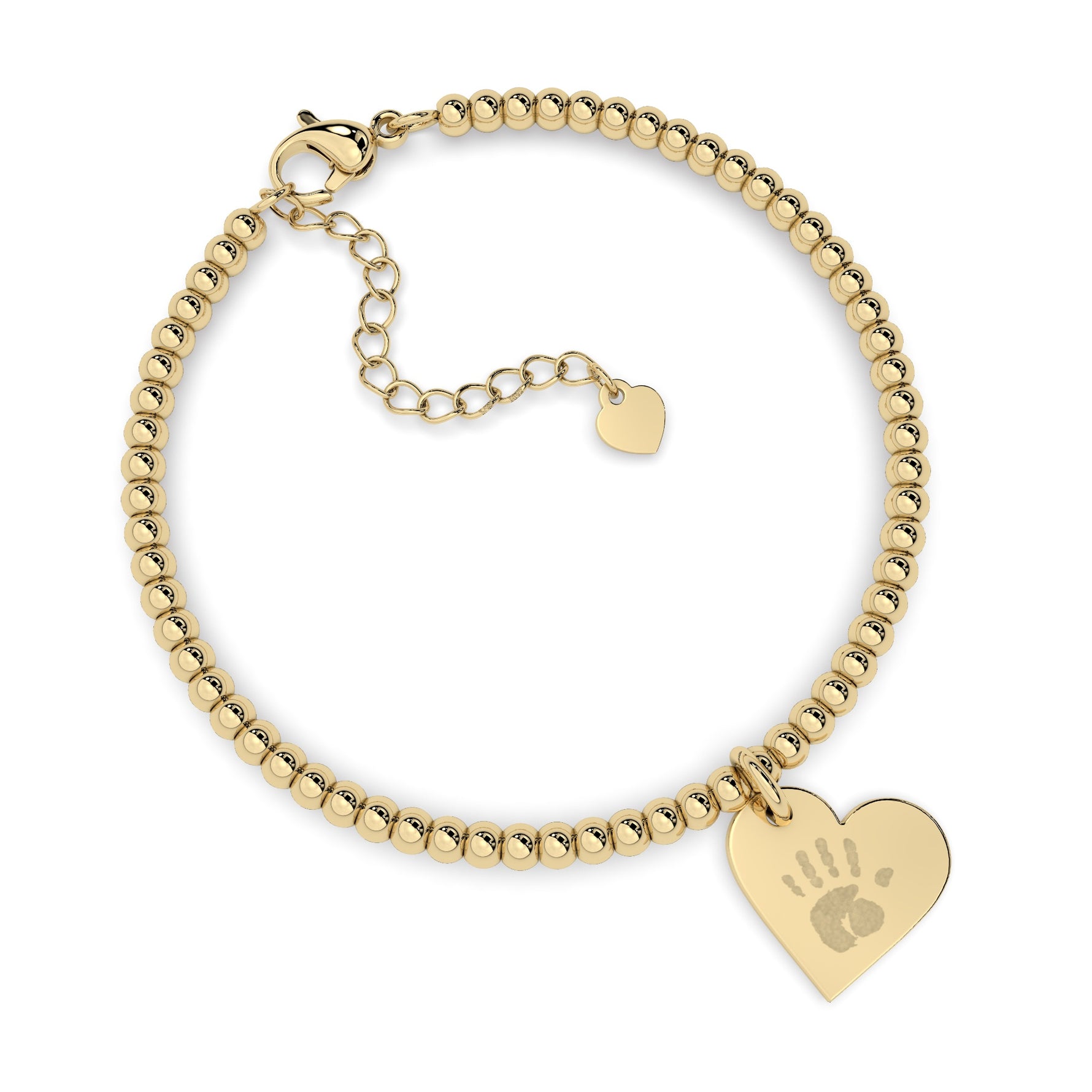 Florence Heart Gold Handprint / Footprint Bead Bracelet [engraver]