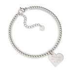 Florence Heart Silver Actual Handwriting Bead Bracelet [engraver]