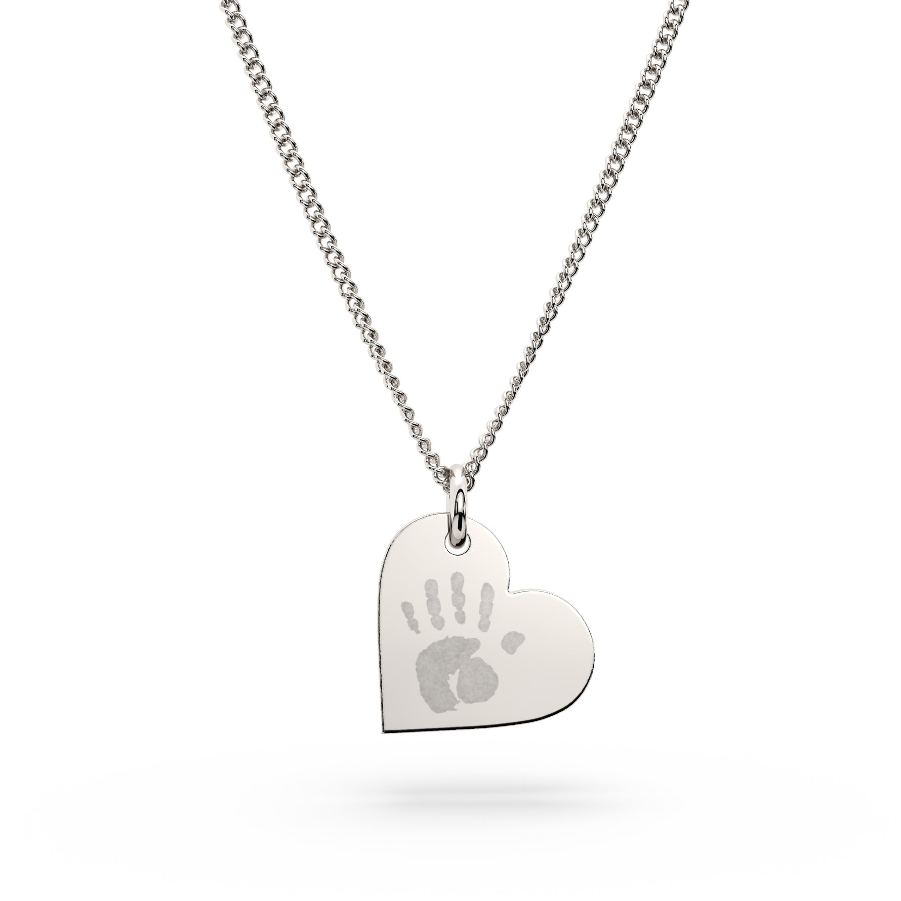 Florence Heart Silver Handprint / Footprint Necklace [engraver]