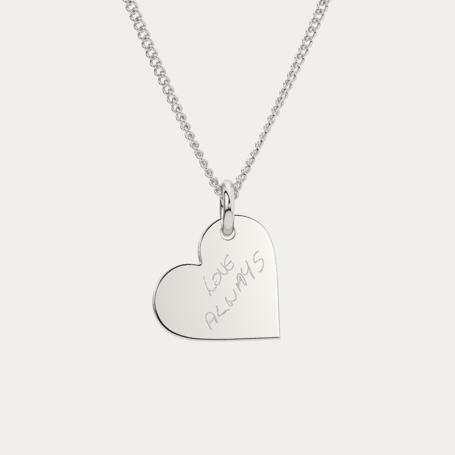 Florence Heart Silver Actual Handwriting Necklace