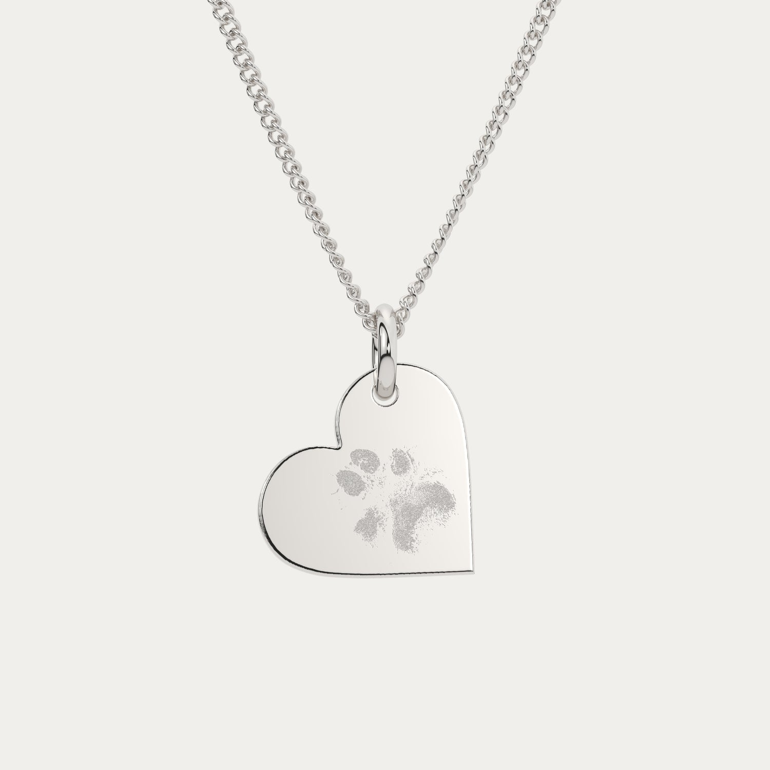 Florence Heart Silver Paw / Nose Print Necklace