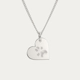 Florence Heart Silver Paw / Nose Print Necklace