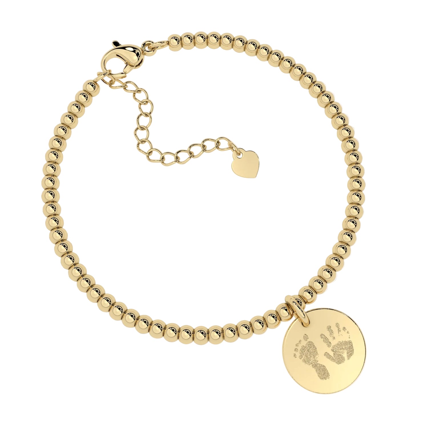 Amelia Disc Gold Handprint / Footprint Bead Bracelet