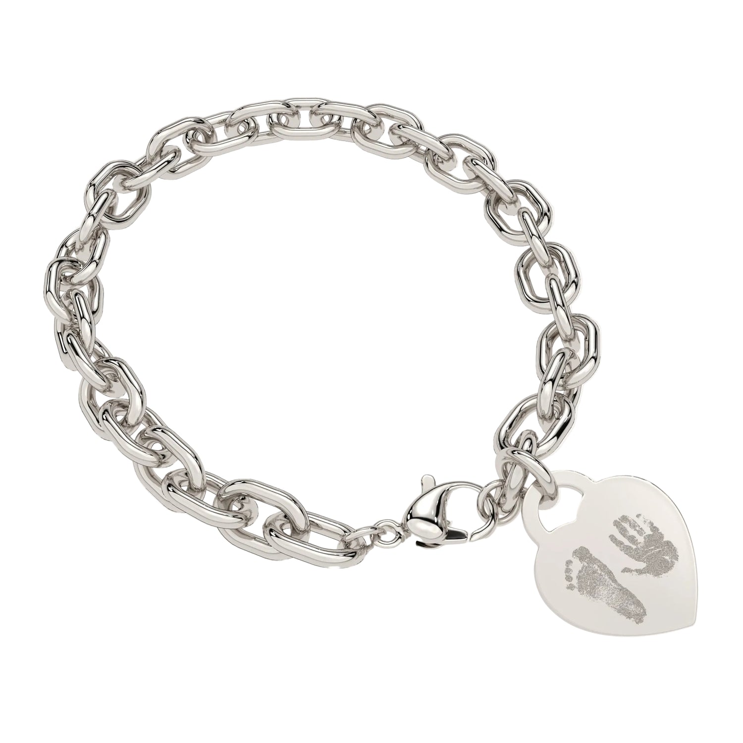 Lucy Heart Silver Handprint / Footprint Link Bracelet