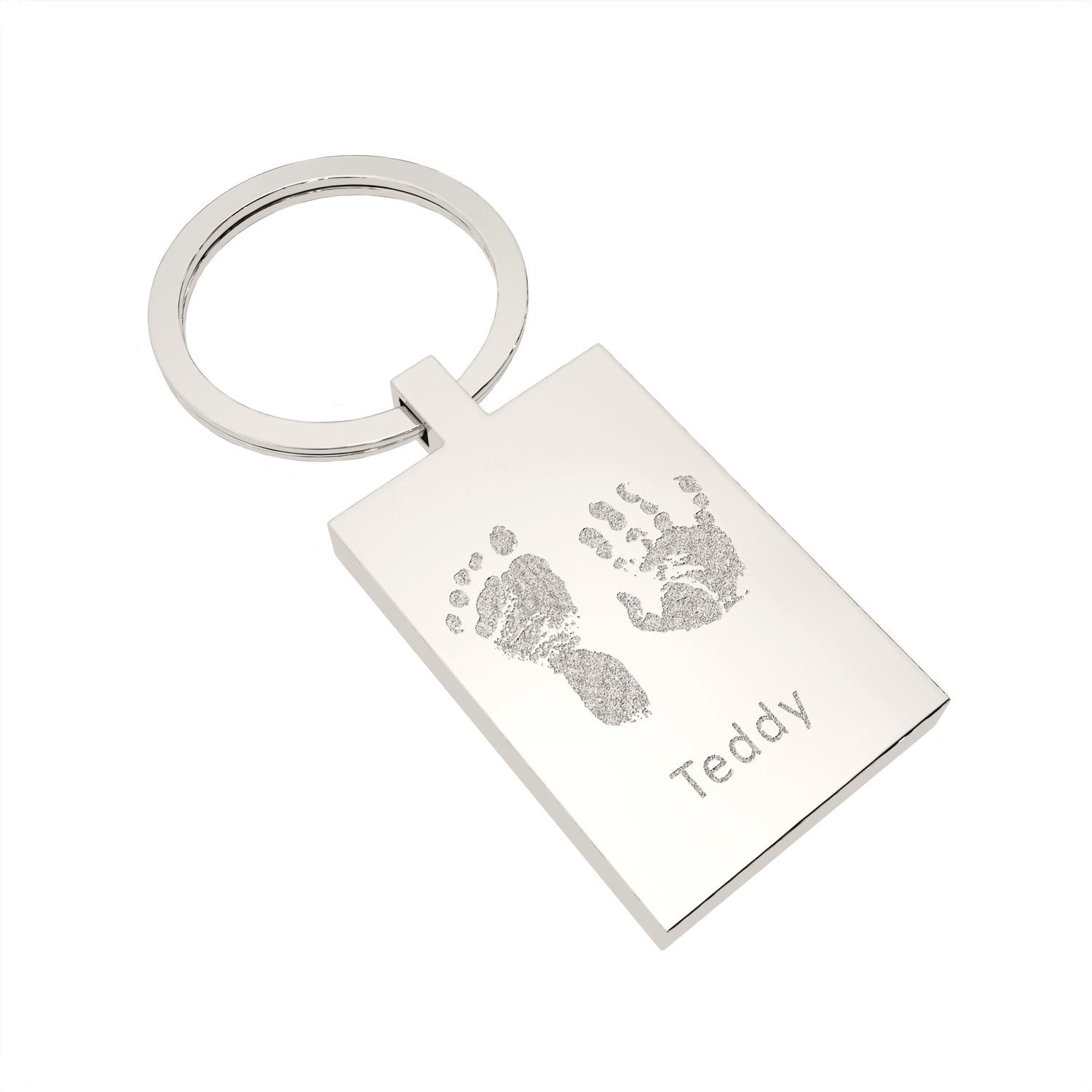 Rectangle Handprint / Footprint Keepsake Keyring