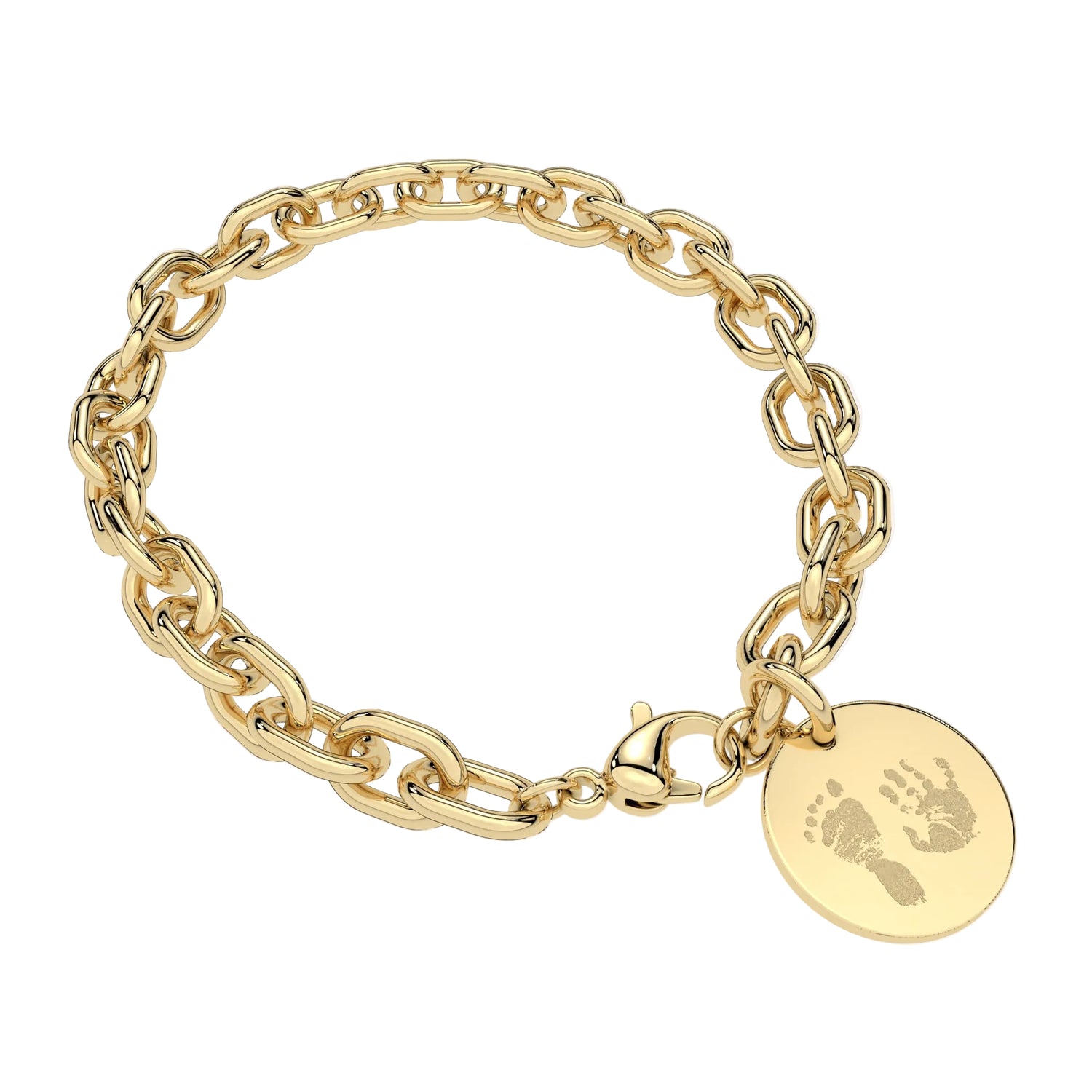 Amelia Disc Gold Handprint / Footprint Link Bracelet
