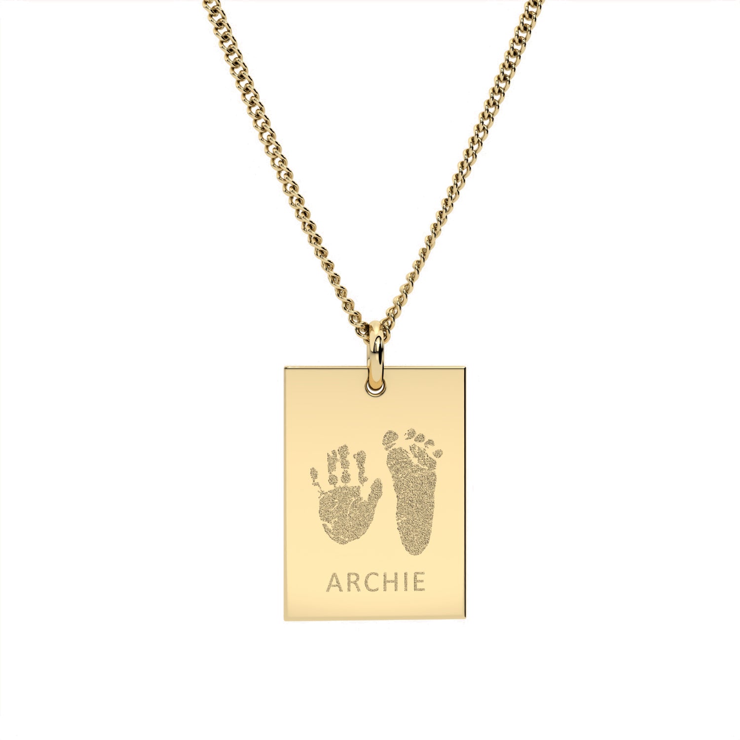 Jessica Rectangle Gold Handprint / Footprint Necklace