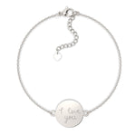 Freya Disc Silver Actual Handwriting Chain Bracelet [engraver]