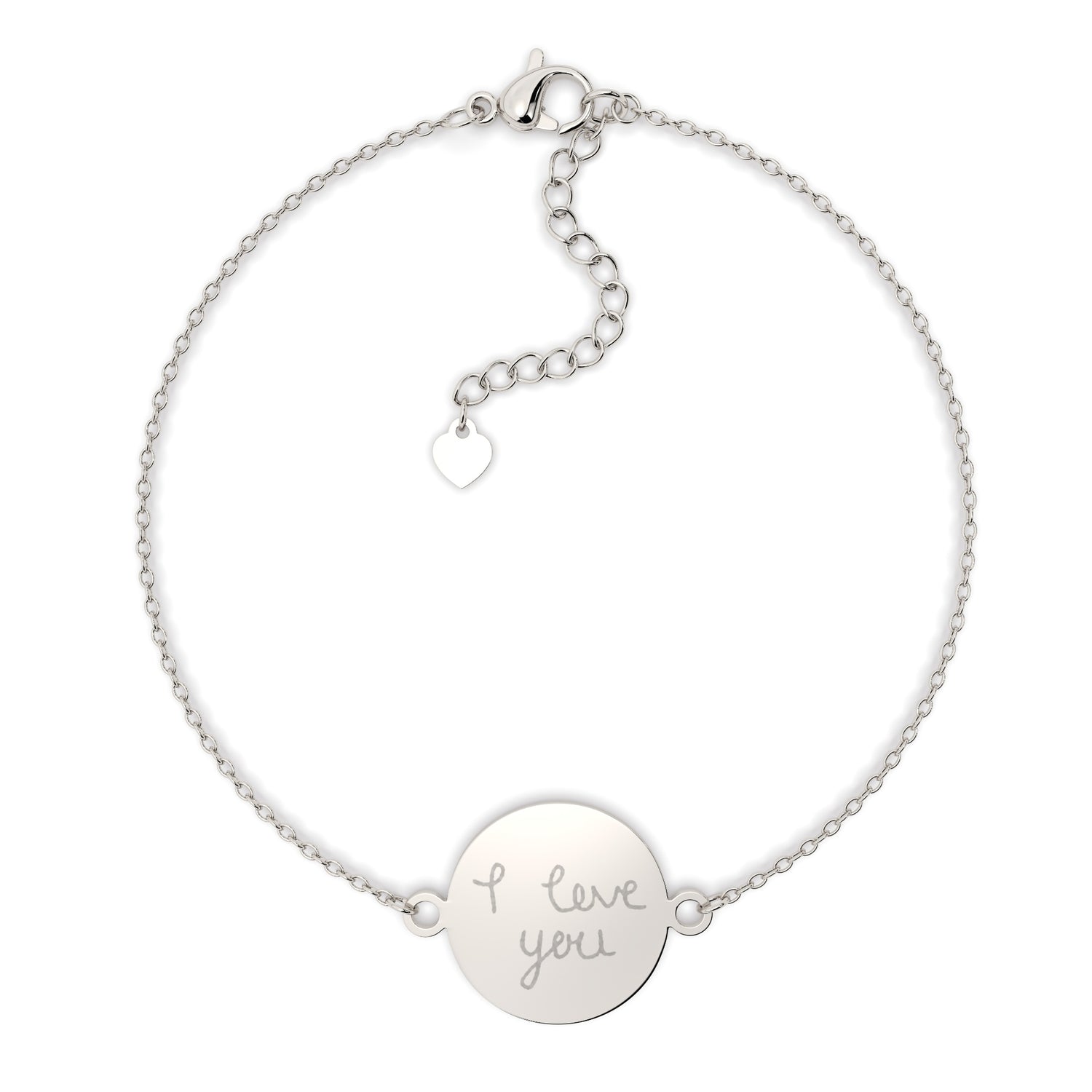 Freya Disc Silver Actual Handwriting Chain Bracelet [engraver]