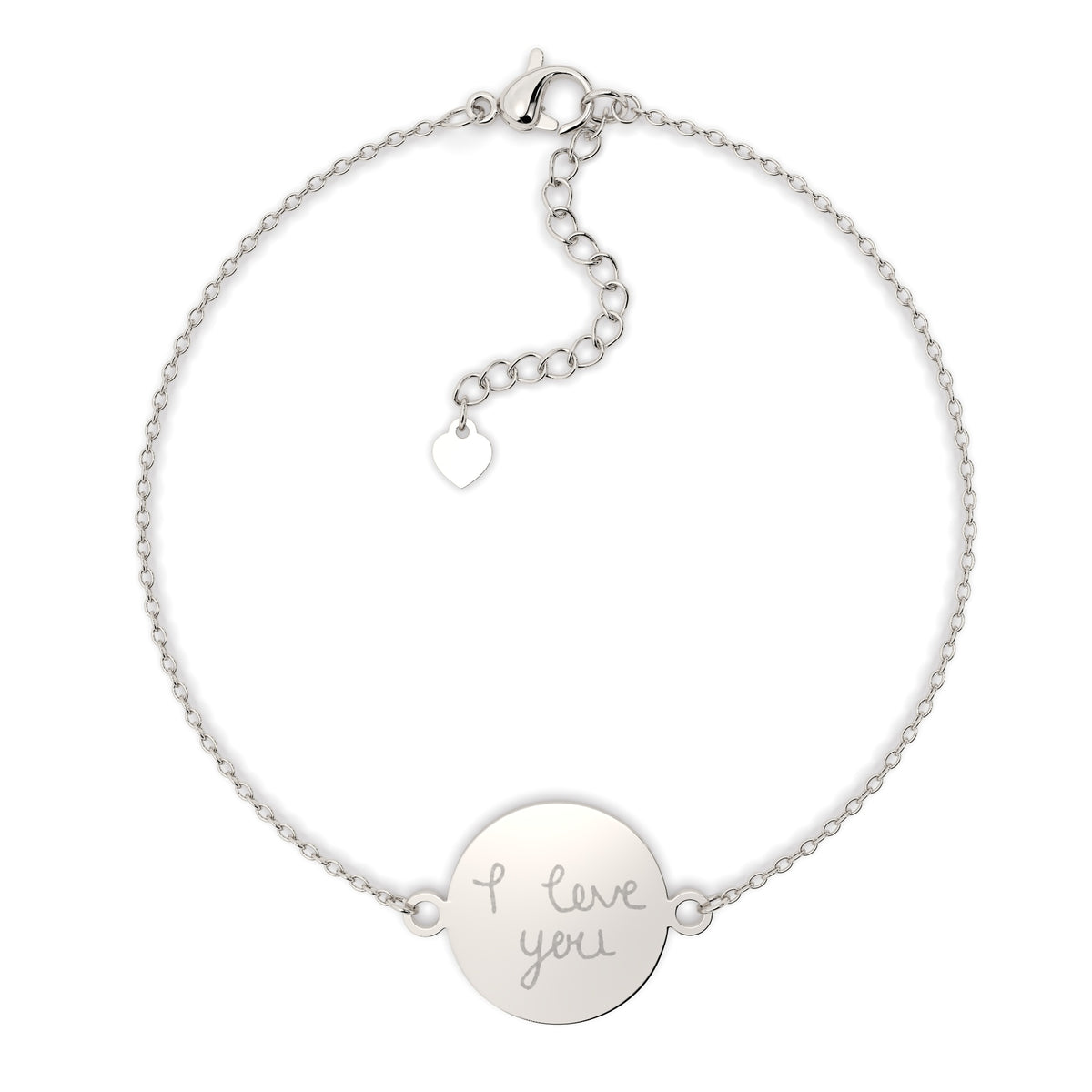 Freya Disc Silver Actual Handwriting Chain Bracelet [engraver]