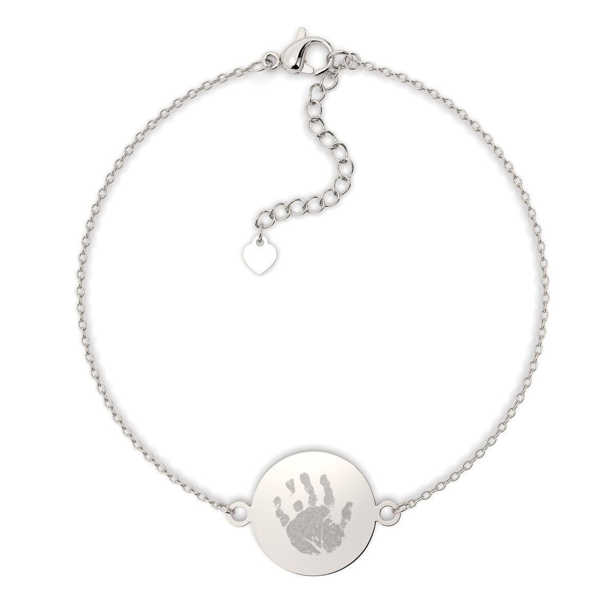 Freya Disc Silver Handprint / Footprint Chain Bracelet [engraver]