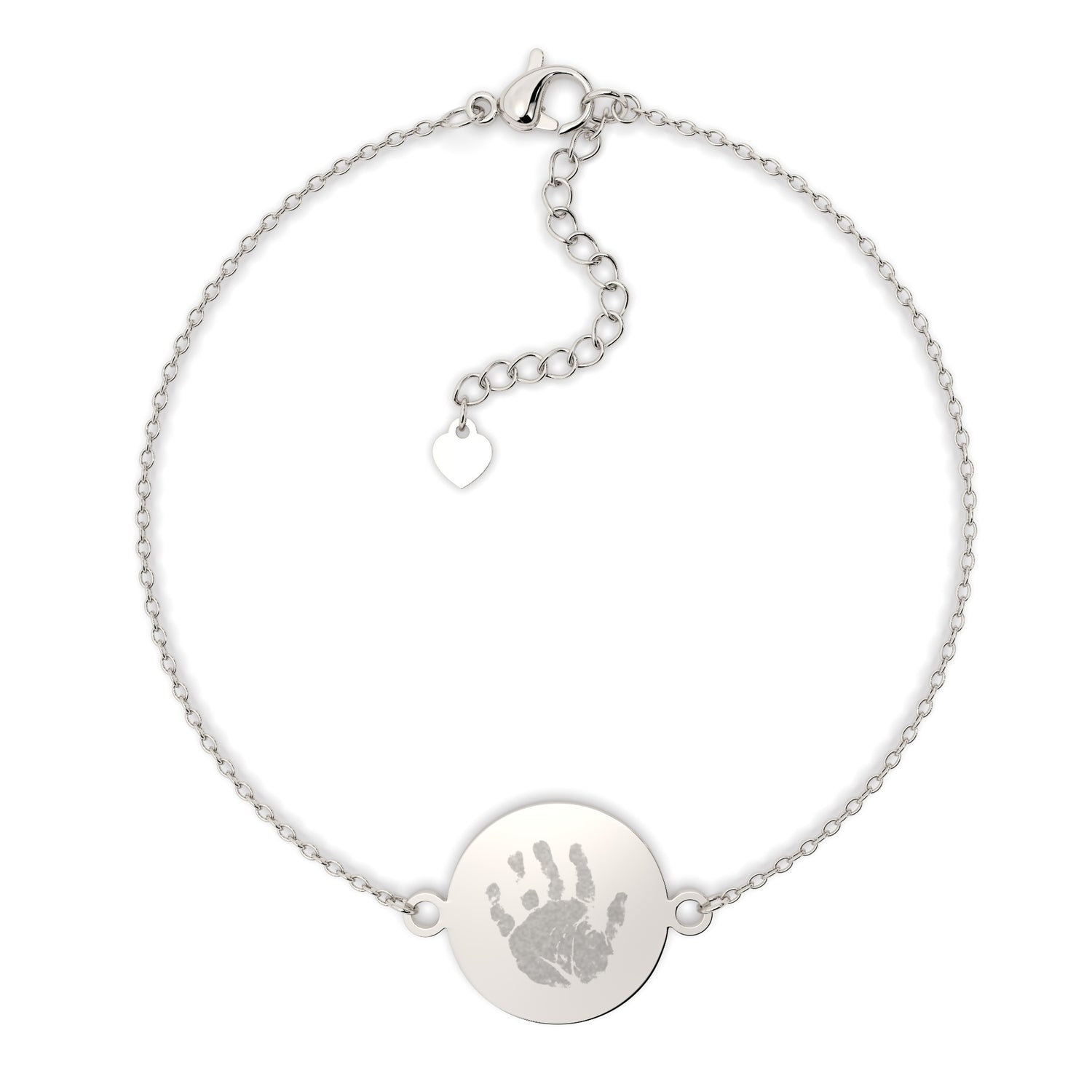 Freya Disc Silver Handprint / Footprint Chain Bracelet [engraver]