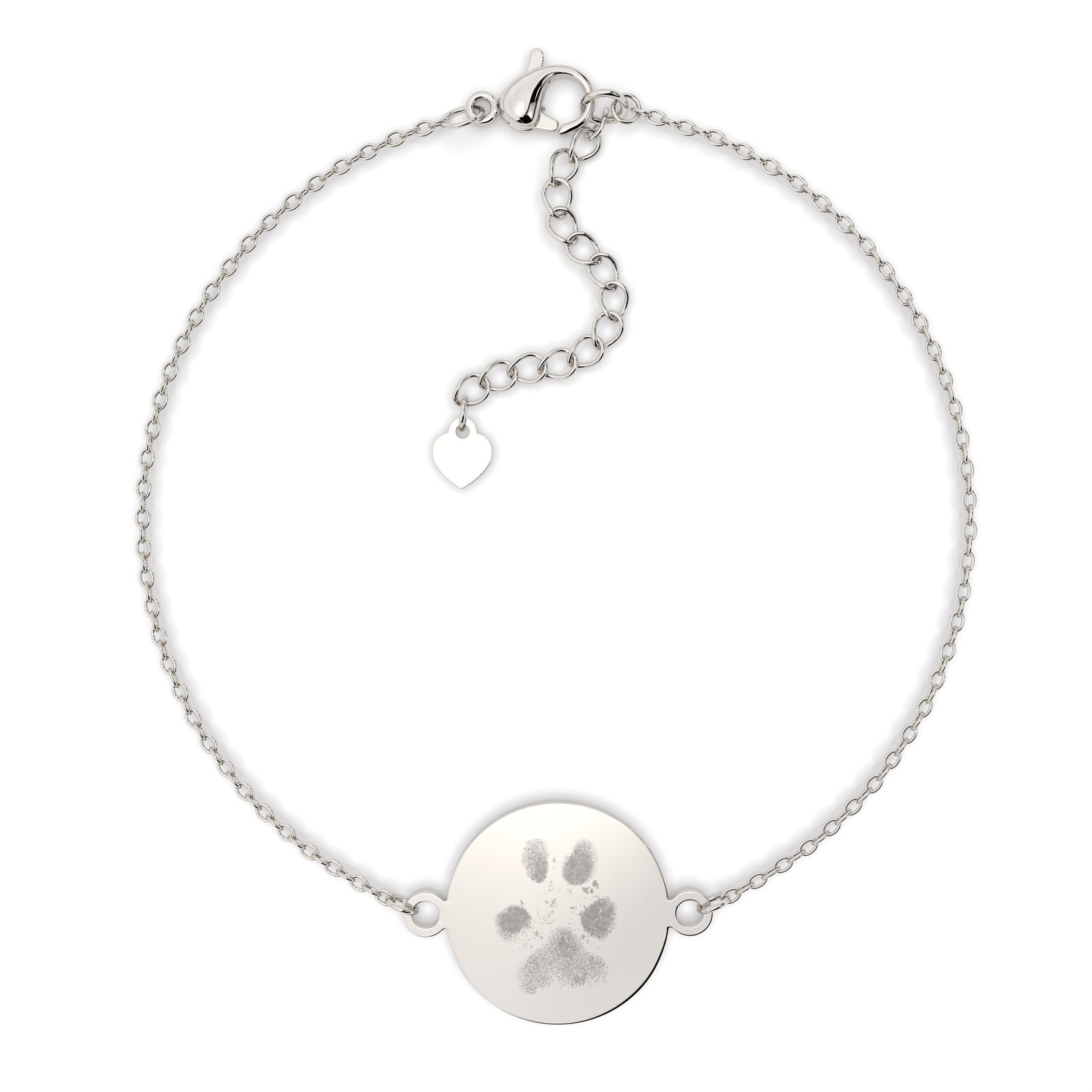 Freya Disc Silver Paw / Nose Print Chain Bracelet [engraver]