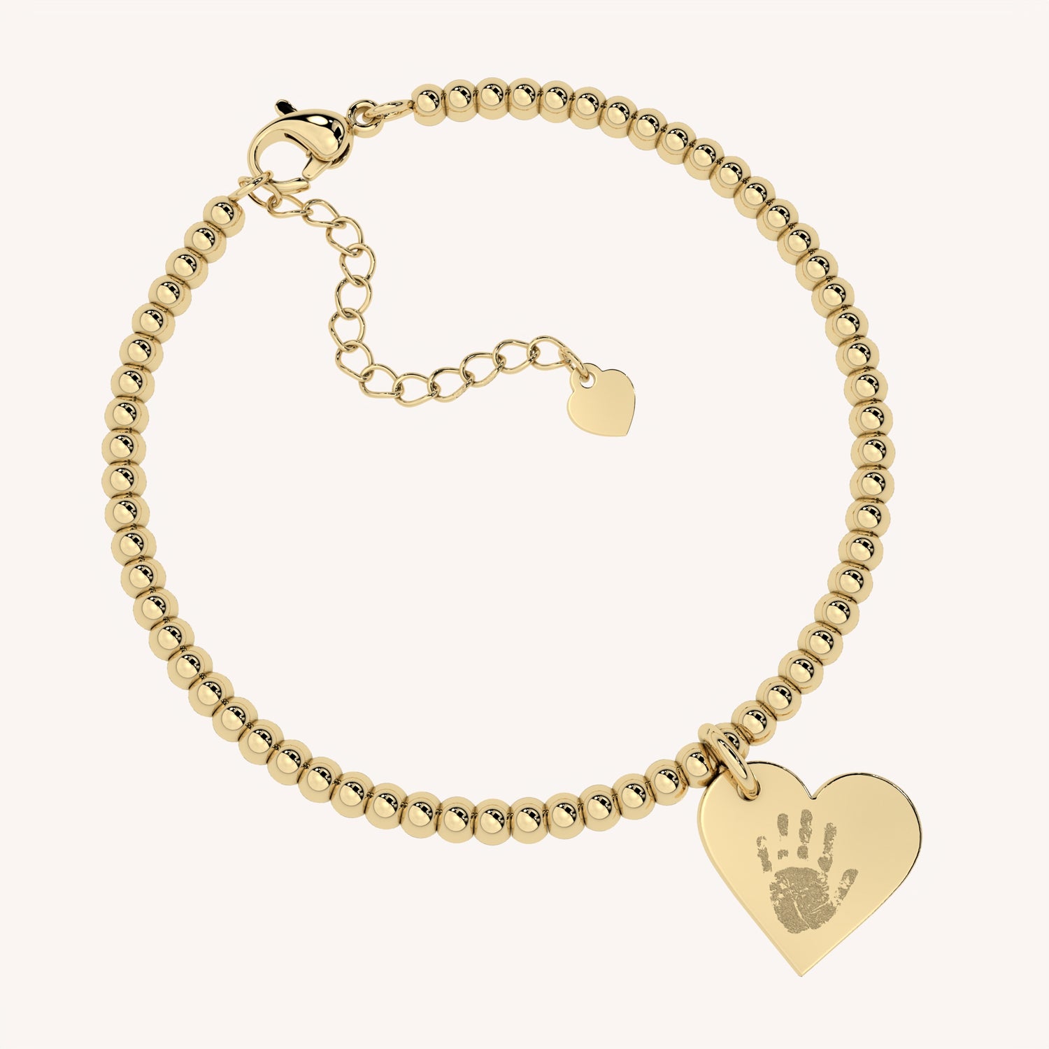 Florence Heart Gold Handprint / Footprint Bead Bracelet