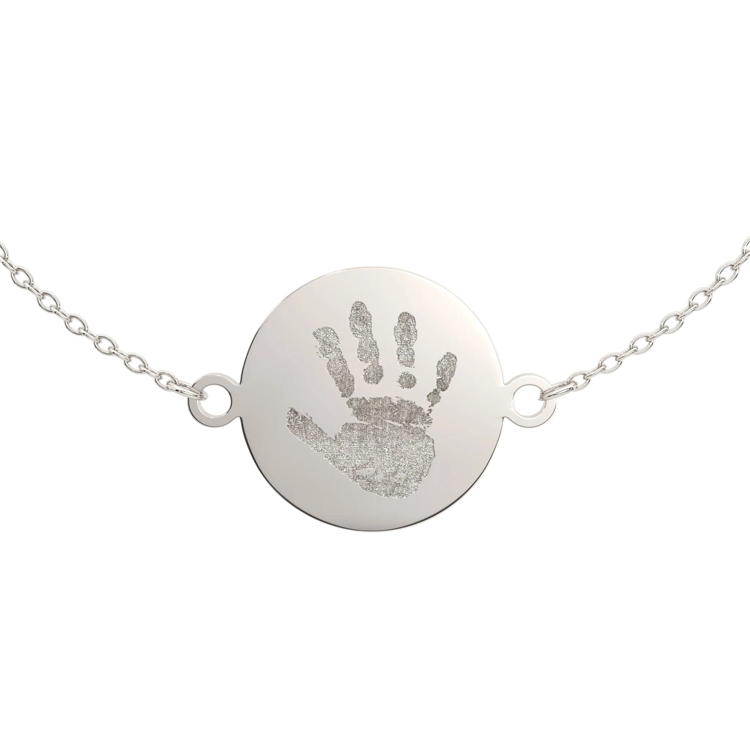 Freya Disc Silver Handprint / Footprint Chain Bracelet