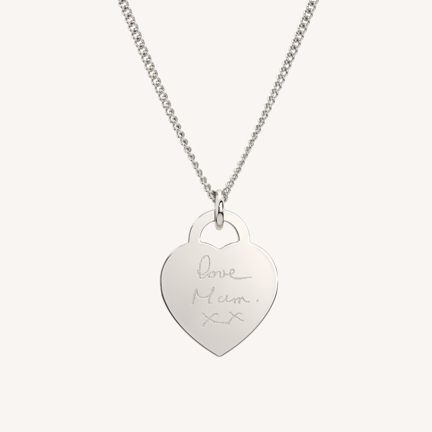 Lucy Heart Silver Actual Handwriting Necklace