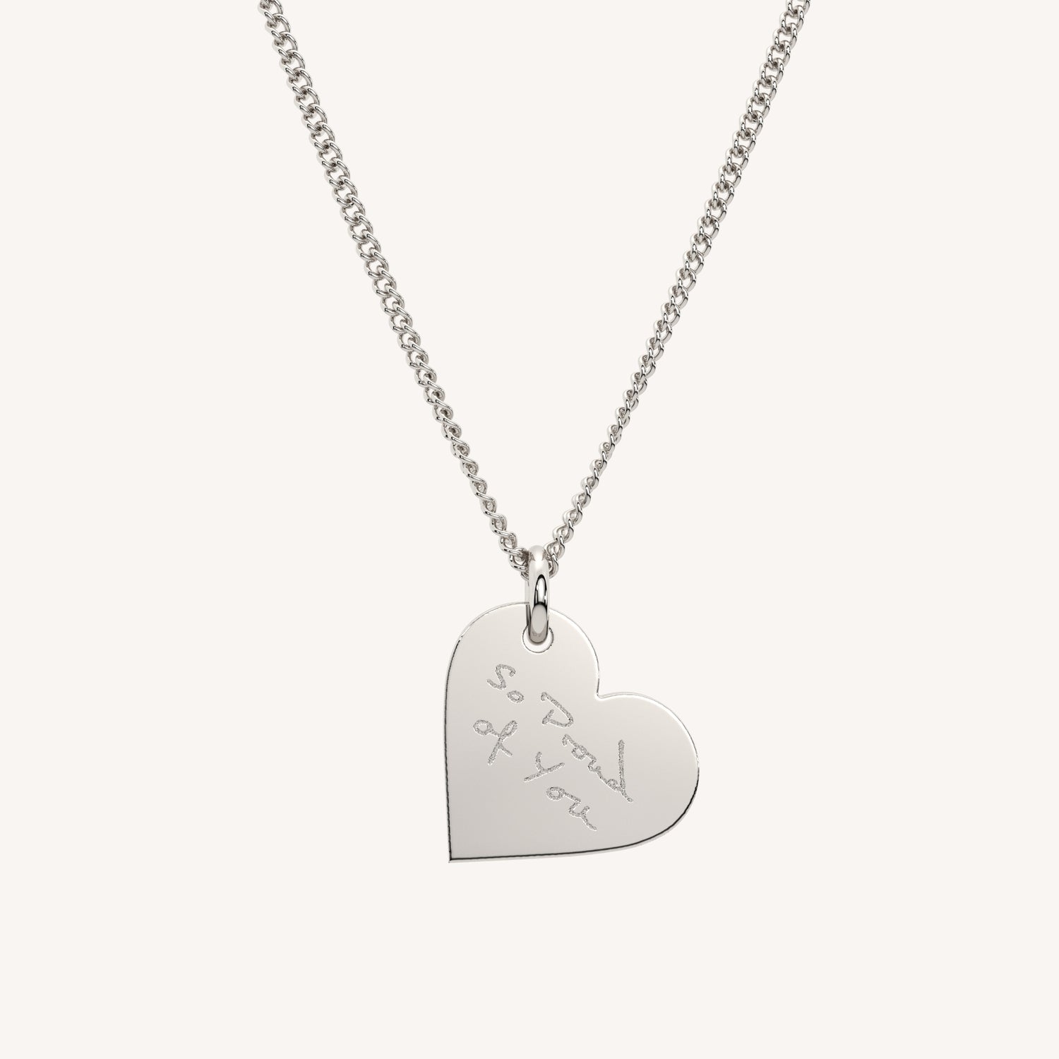 Florence Heart Silver Actual Handwriting Necklace