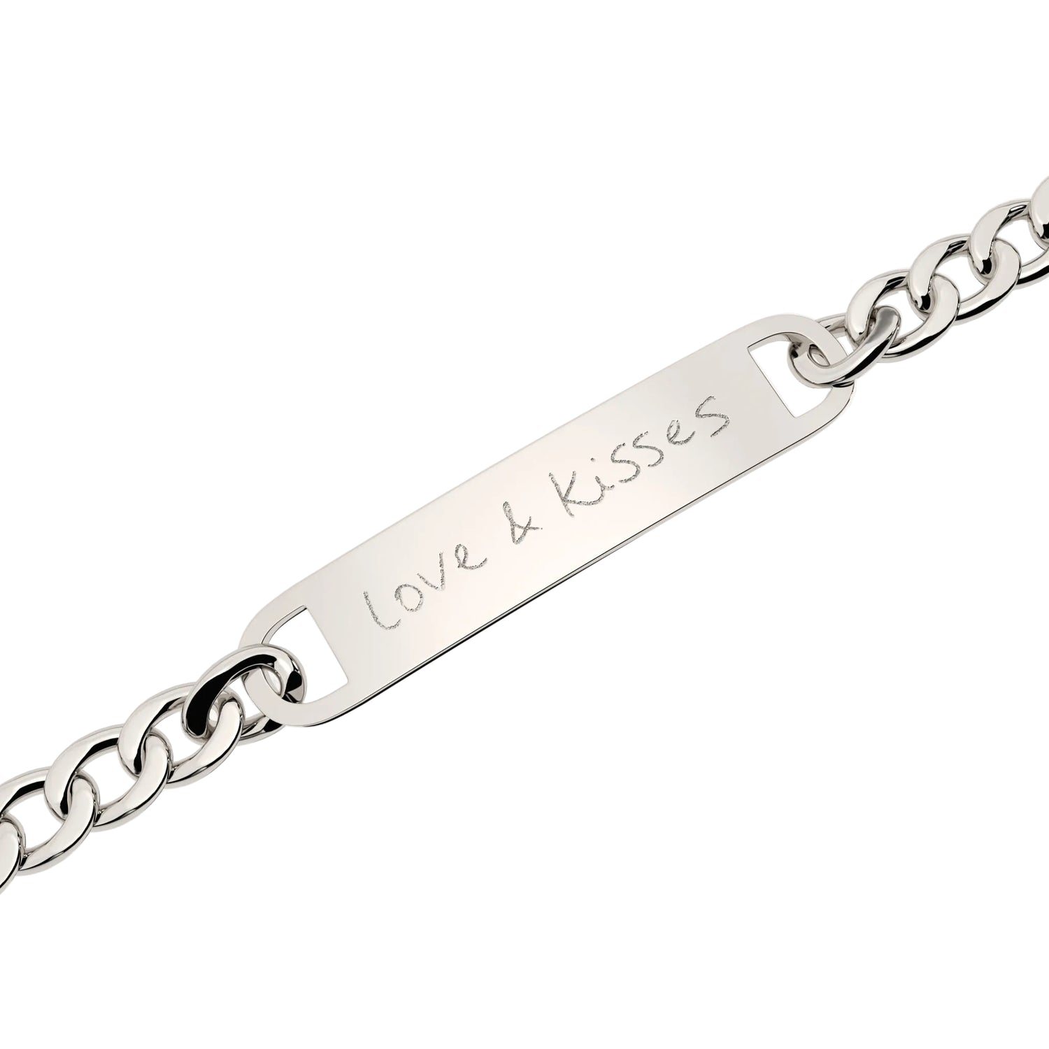 Actual Handwriting Silver Chunky Bar Bracelet