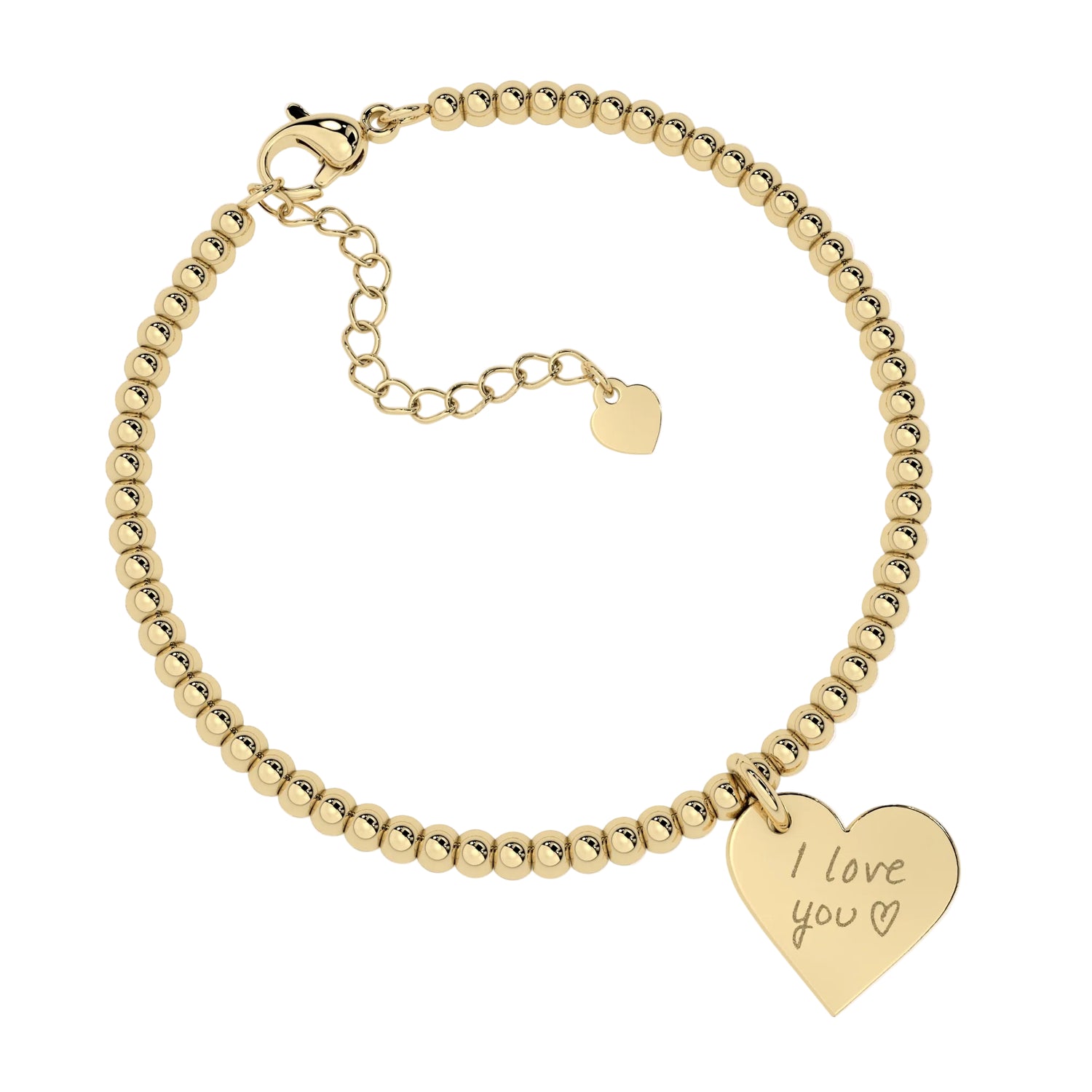 Florence Heart Gold Actual Handwriting Bead Bracelet