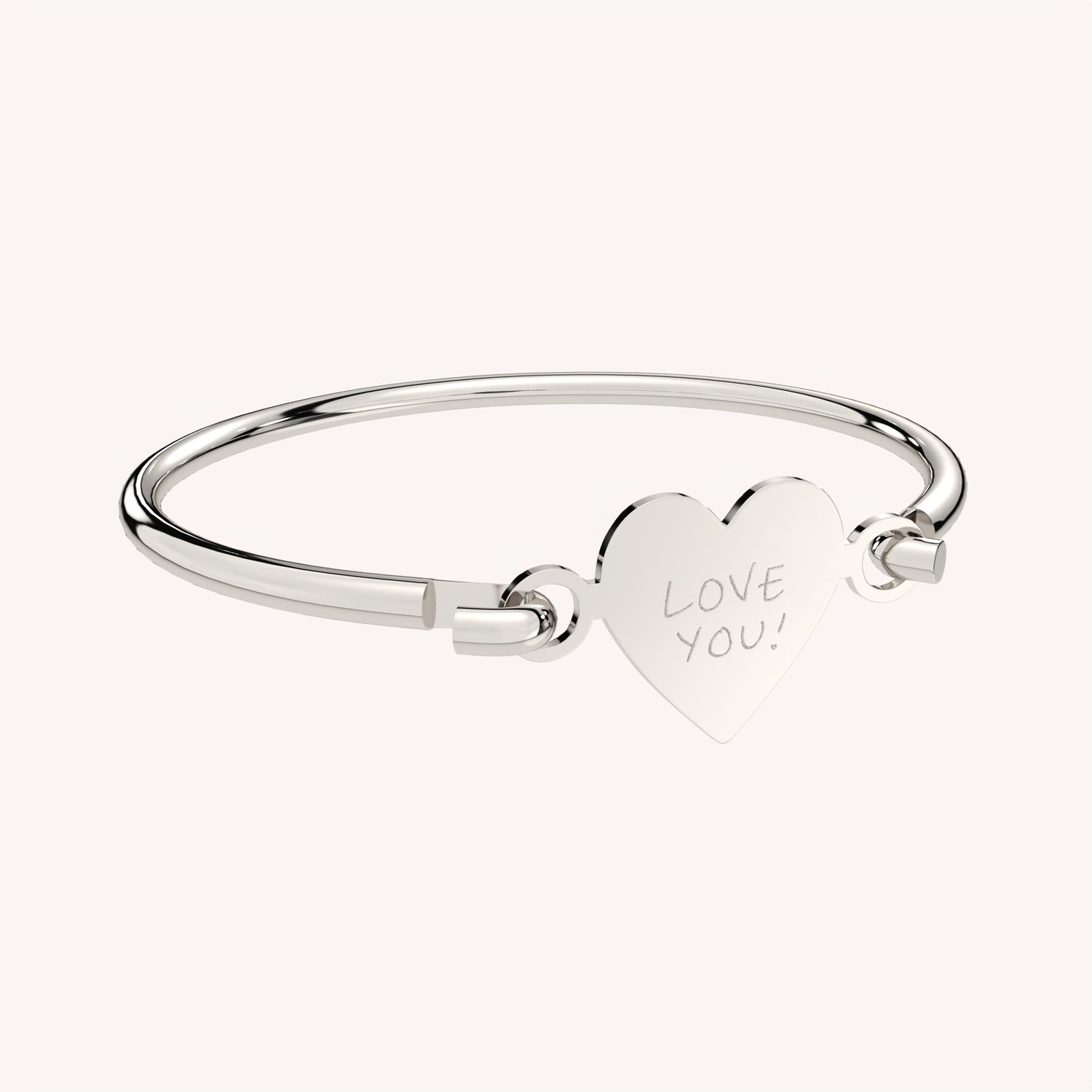 Annabelle Silver Actual Handwriting Heart Bangle