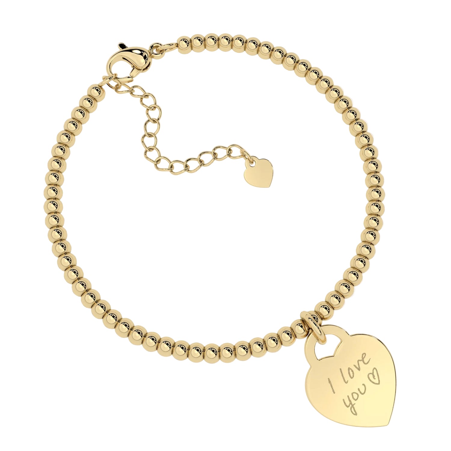 Lucy Heart Gold Actual Handwriting Bead Bracelet