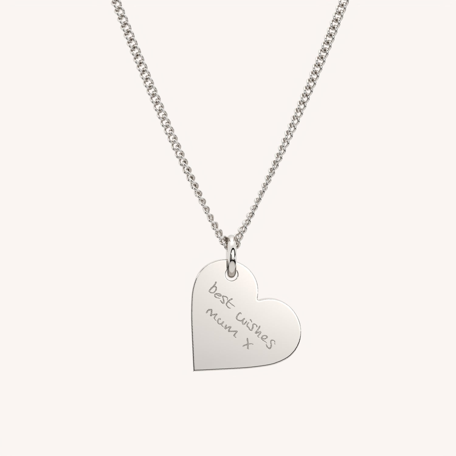 Florence Heart Silver Actual Handwriting Necklace