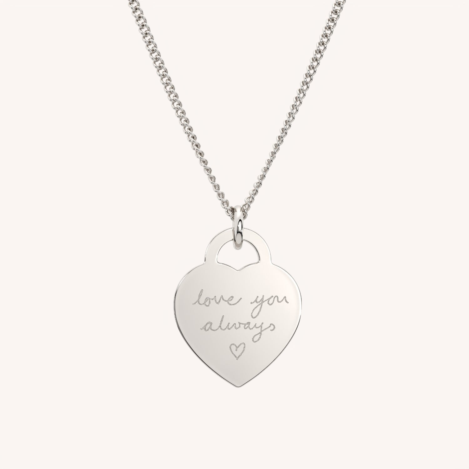 Lucy Heart Silver Actual Handwriting Necklace