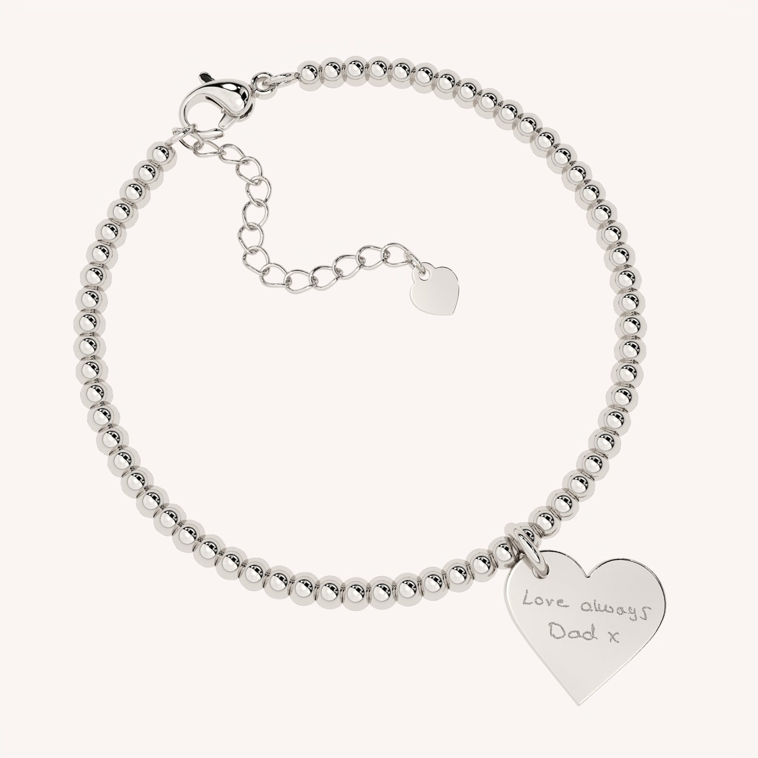 Florence Heart Silver Actual Handwriting Bead Bracelet