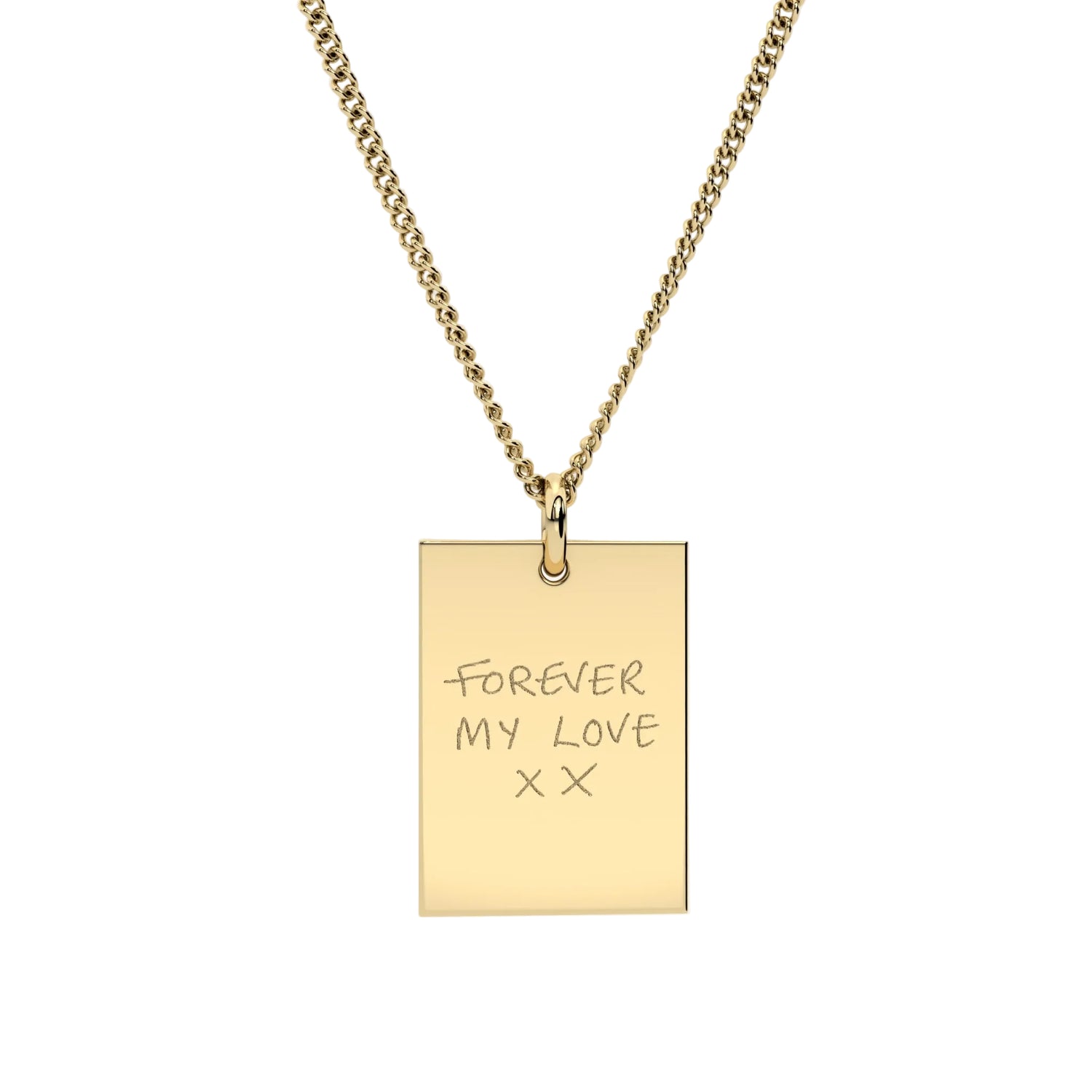 Jessica Rectangle Gold Actual Handwriting Necklace
