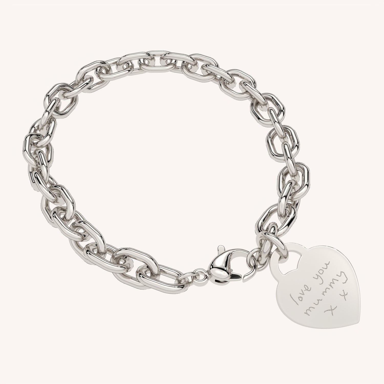 Lucy Heart Silver Actual Handwriting Link Bracelet