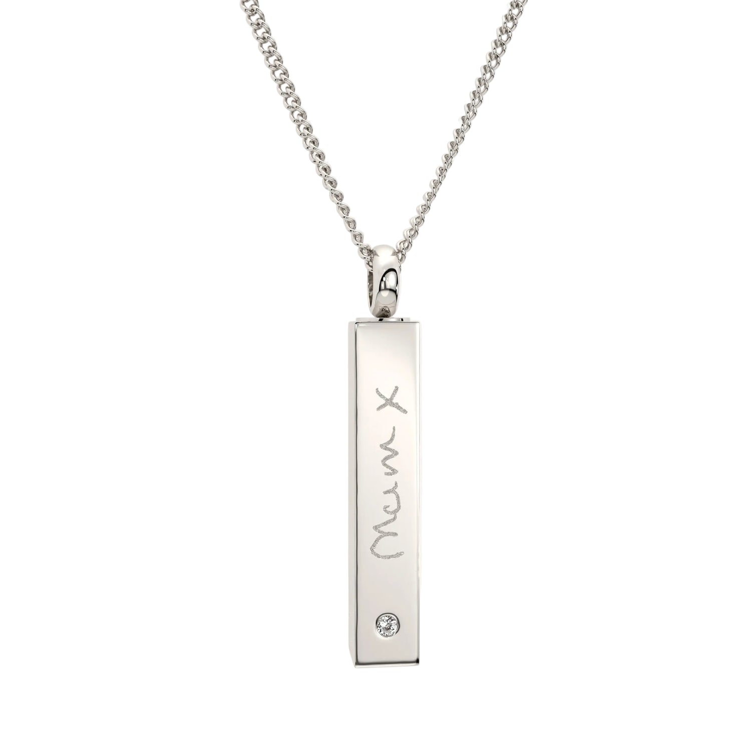 Actual Handwriting Bar Cremation Urn Necklace