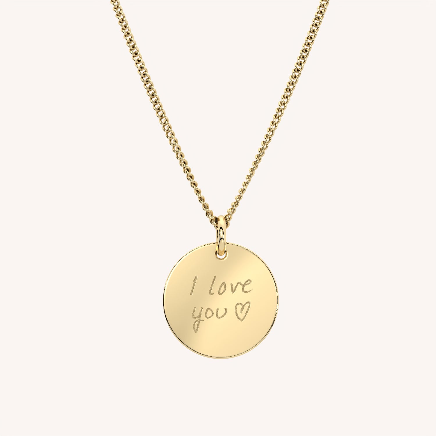 Amelia Disc Gold Actual Handwriting Necklace