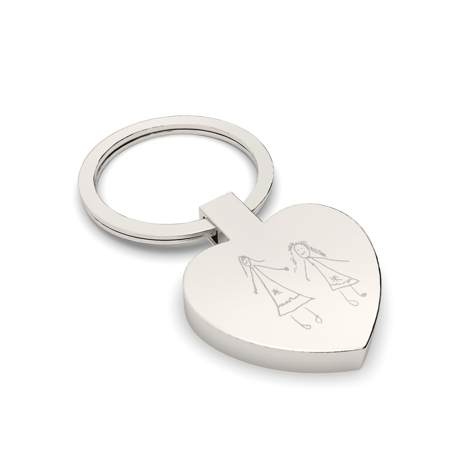 Heart Shaped Child's Drawing Keepsake Keyring [engraver]