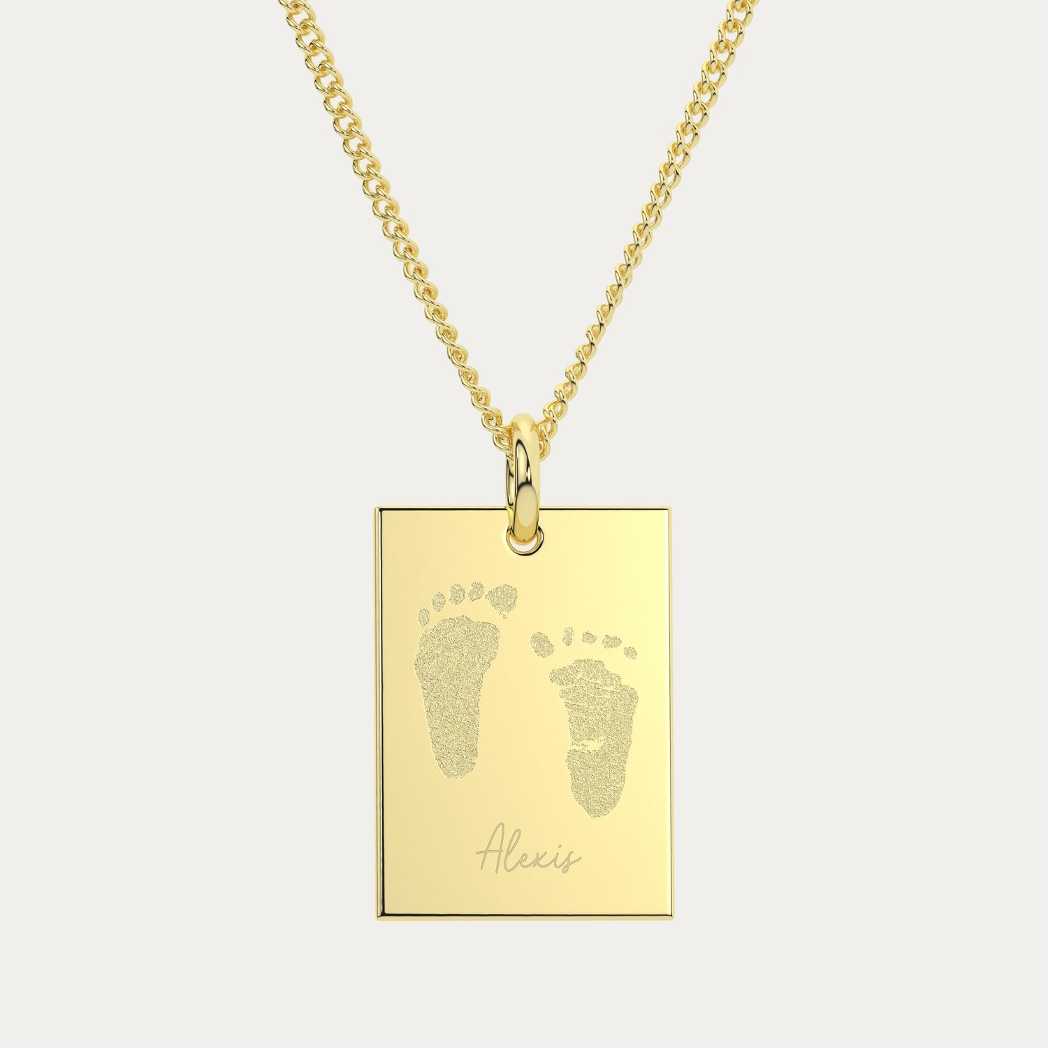 Jessica Rectangle Gold Handprint / Footprint Necklace